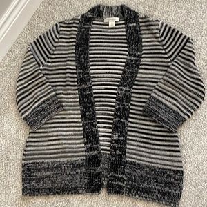Womens Christopher & Banks Knit Cardigan Size Medium Black & White